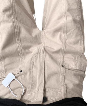 Beige Apricot Splicing Profile Straight Cargo Pants