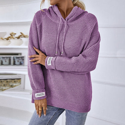 Einfarbiger Strickpullover für Damen