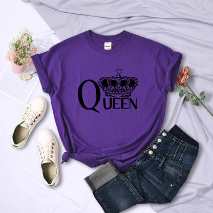 Queen'S Big Crown Printed Women T Shirts Breathable Summer