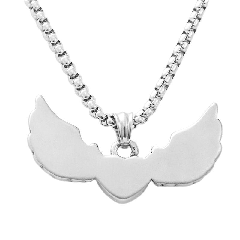 Titanium Steel Heart-shaped Wings Pendant Personality Punk