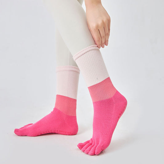 3 Colors Color Matching High Tube Rubber Band Professional Female Non-slip Yoga Socks