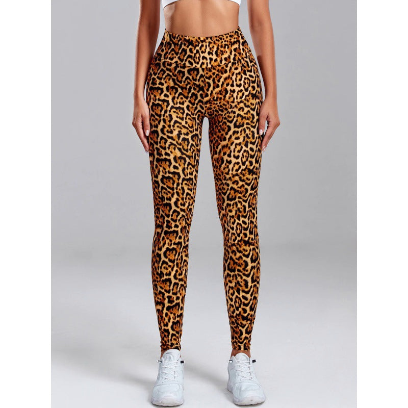 Polyester Women's Fashion Leopard Print Slim Fit Hip Raise Yoga Leggings Dance Pants