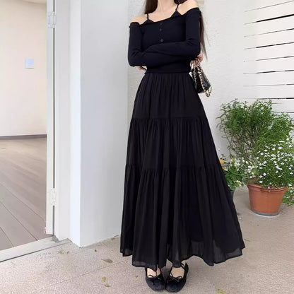 Design High Waist Slimming Expansion Skirt Loose All-match Stitching Skirt