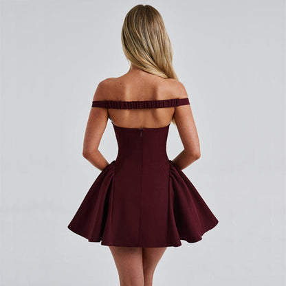 Women's Autumn New Backless Solid Color Slim Dress