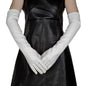 Faux Leather Long Fashion Women's Black Glossy Warm Gloves For Stage Performance