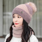 All-match Cycling Warm With Velvet Cold-proof Women's Winter Cotton-padded Cap Scarf Set