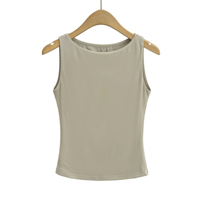 Women's Off-neck Double-layer Sleeveless Vest Solid Color