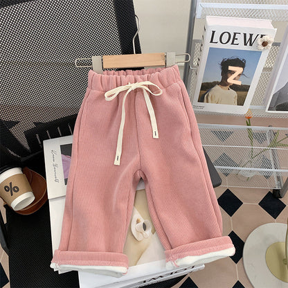 Straight-leg Pants Children Thick Warm Wide-leg Pants