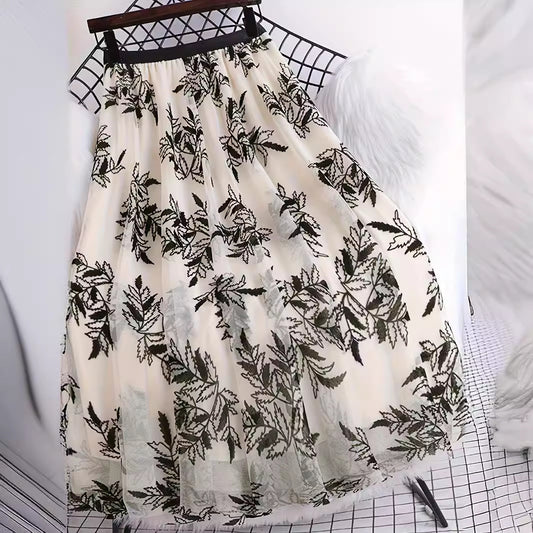 Fashion Personality Flocked Printed Women's Skirt