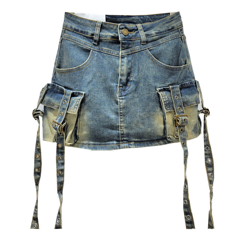 Spring And Summer Denim Hip-wrapped Short Skirt