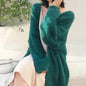 Mink-like Wool Cardigan Loose Size Thickened Mid-length Idle Style Knitted Coat