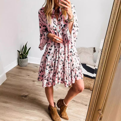 Fashion Loose Cool Button Dress Women