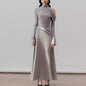 Long Knitted Elegant Graceful Pleated Off-shoulder Slim Fit Slimming Skirt