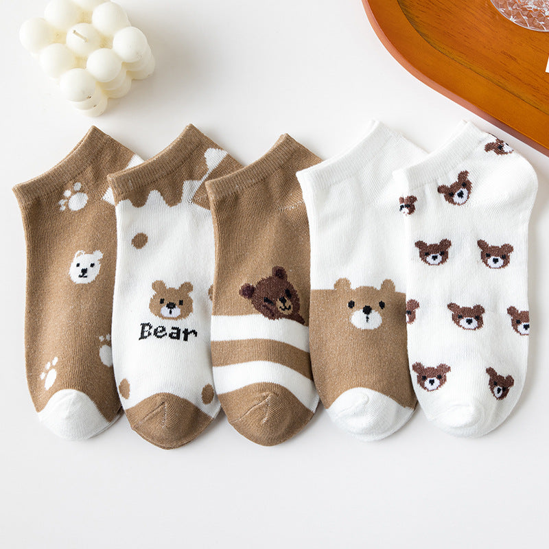 Low-cut Cartoon Cute Brown Bear Socks Japanese Women