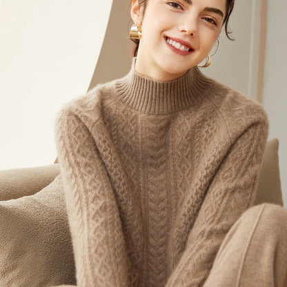 Cashmere Twisted Half Turtleneck Thickened Sweater