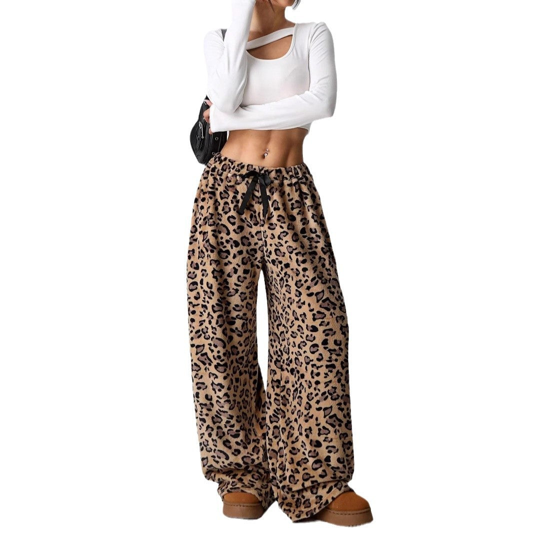 New Casual Pants Leopard Print Wide Leg Pants