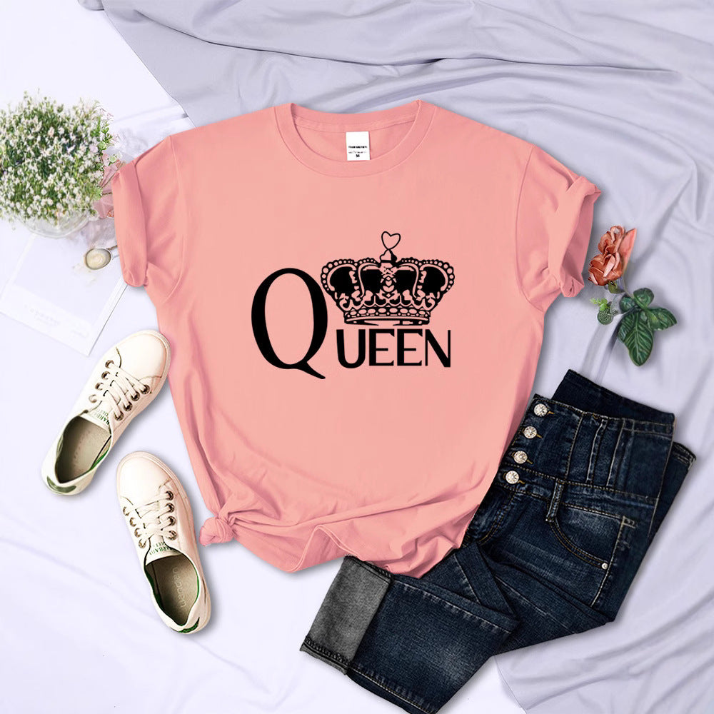 Queen'S Big Crown Printed Women T Shirts Breathable Summer