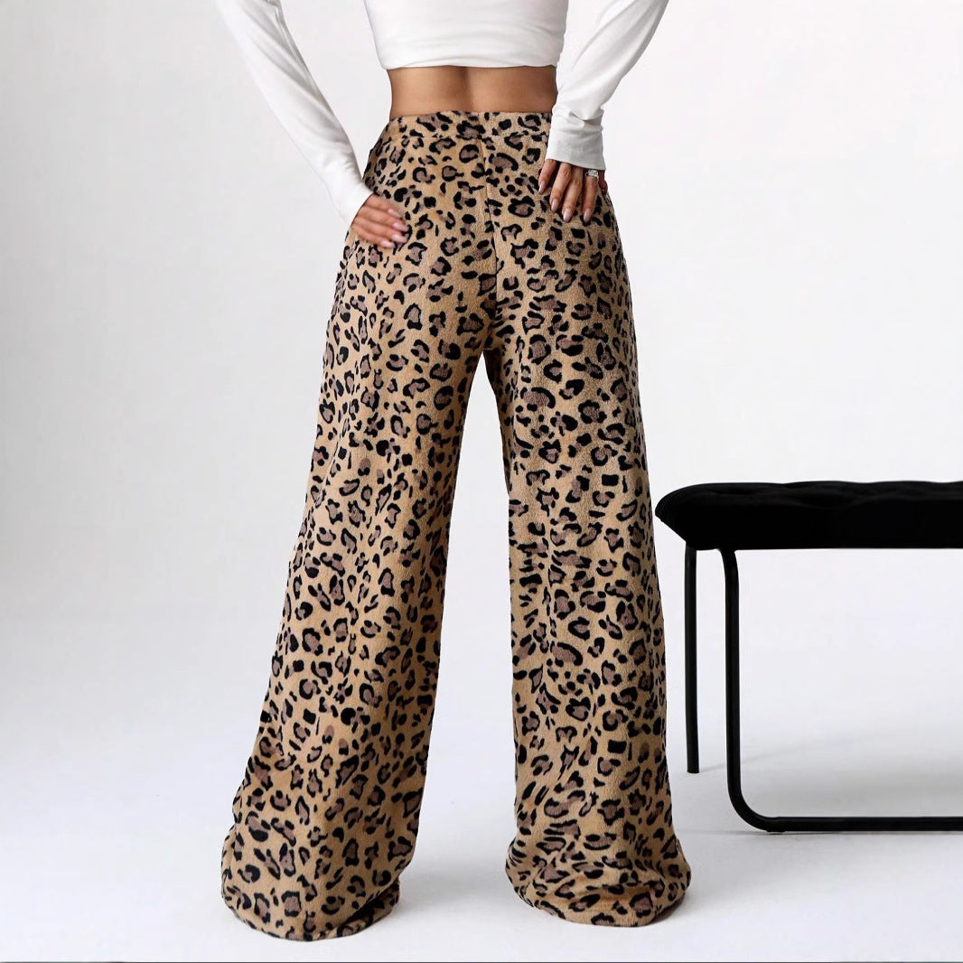 New Casual Pants Leopard Print Wide Leg Pants