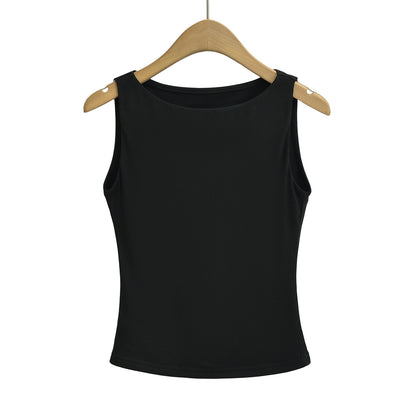 Women's Off-neck Double-layer Sleeveless Vest Solid Color