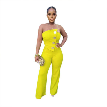 Women's Tube Top Wide Leg Jumpsuit