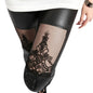 Jacquard Lace Stitching Casual Women's Base Leather Pants