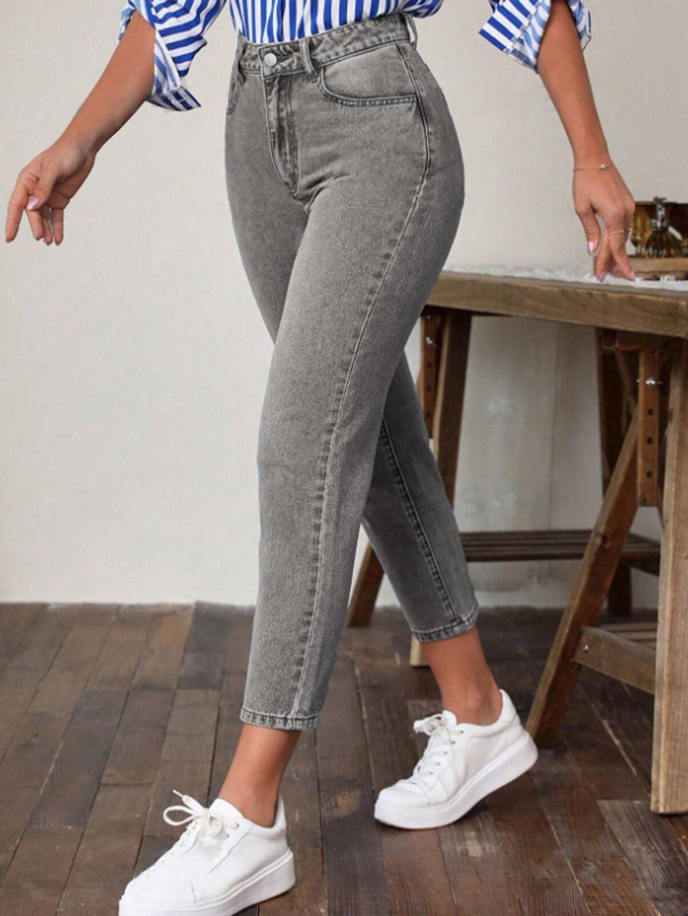 Retro High Waist Stretch Skinny Jeans für Damen