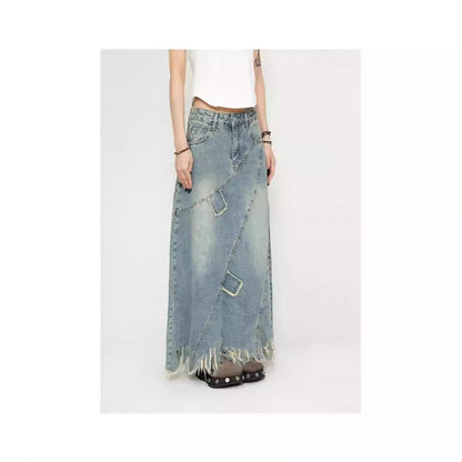 Women's Denim Skirt Long A- Line Skirt