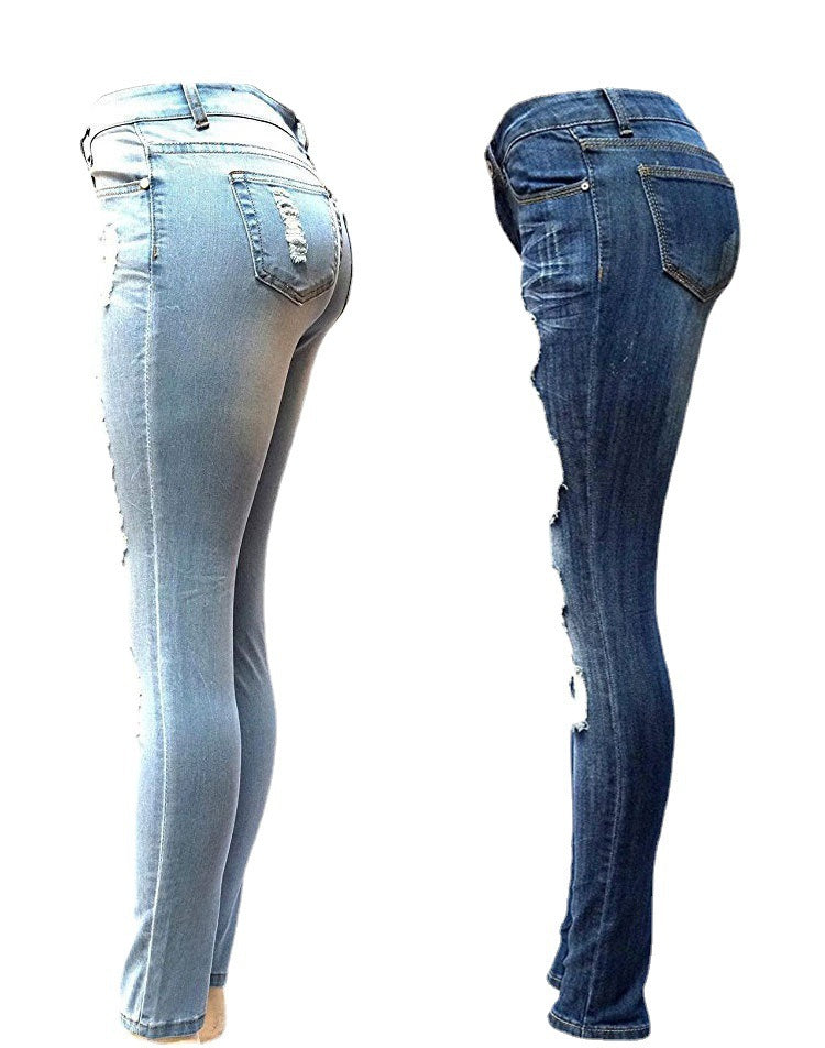 Zerrissene Schlankheitsjeans für Frauen im europäischen und amerikanischen Stil