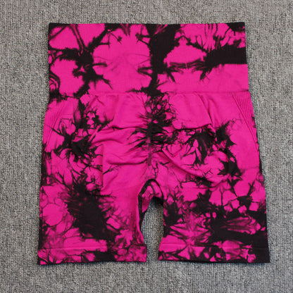 Seamless Tie-dye Yoga High Waist Tight High Elastic Shorts