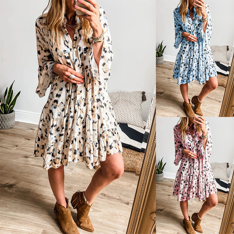 Fashion Loose Cool Button Dress Women