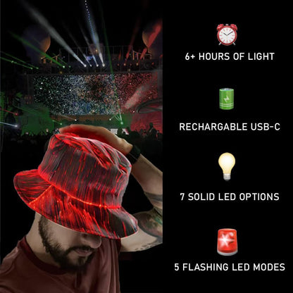 Luminous Bucket Hat Optical Fiber Colorful Transformation