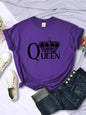 Queen'S Big Crown Printed Women T Shirts Breathable Summer