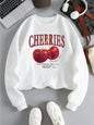 Fashion Women's Sweatshirt Fresh Red Cherry Printed Sweater