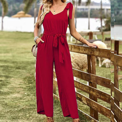 Ladies New Elegant Solid Color Jumpsuit