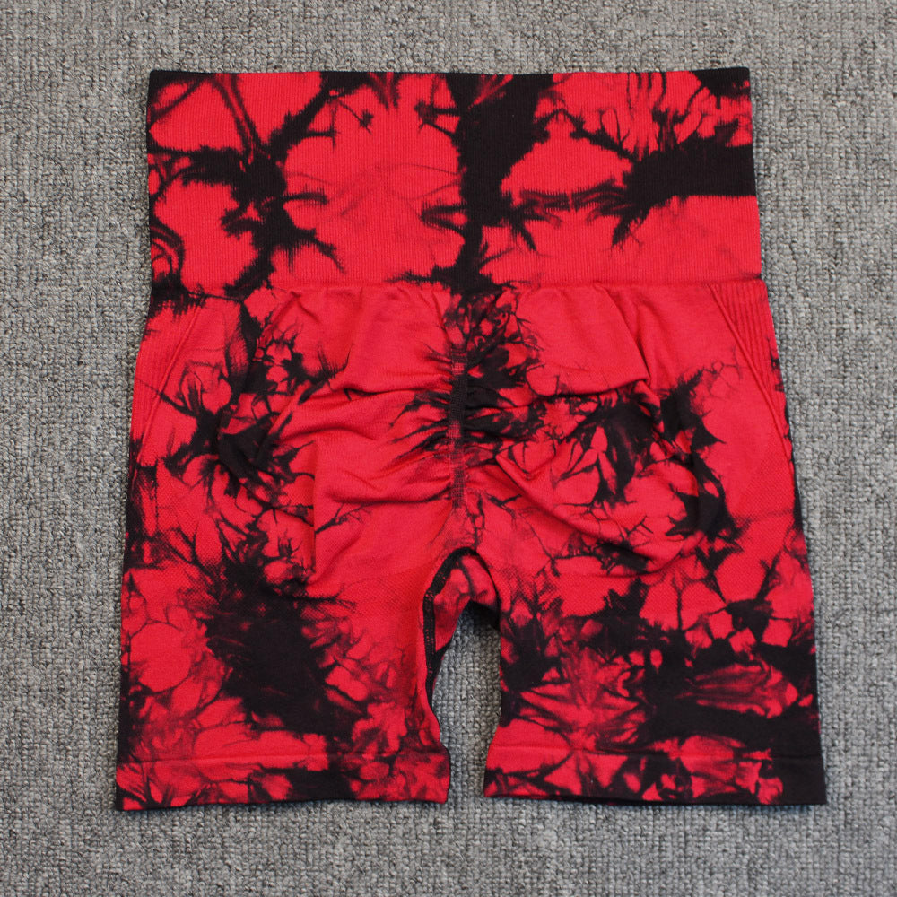 Seamless Tie-dye Yoga High Waist Tight High Elastic Shorts