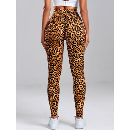 Polyester Women's Fashion Leopard Print Slim Fit Hip Raise Yoga Leggings Dance Pants