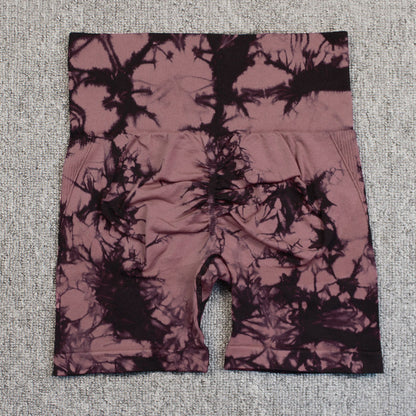 Seamless Tie-dye Yoga High Waist Tight High Elastic Shorts