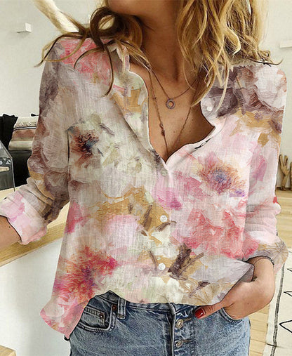 Women's Fashionable Simple Printed Long-sleeved Shirt