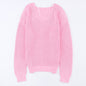 Threaded Long Sleeve Women's Sweater Autumn Slim Fit Pullover Simple Style Top