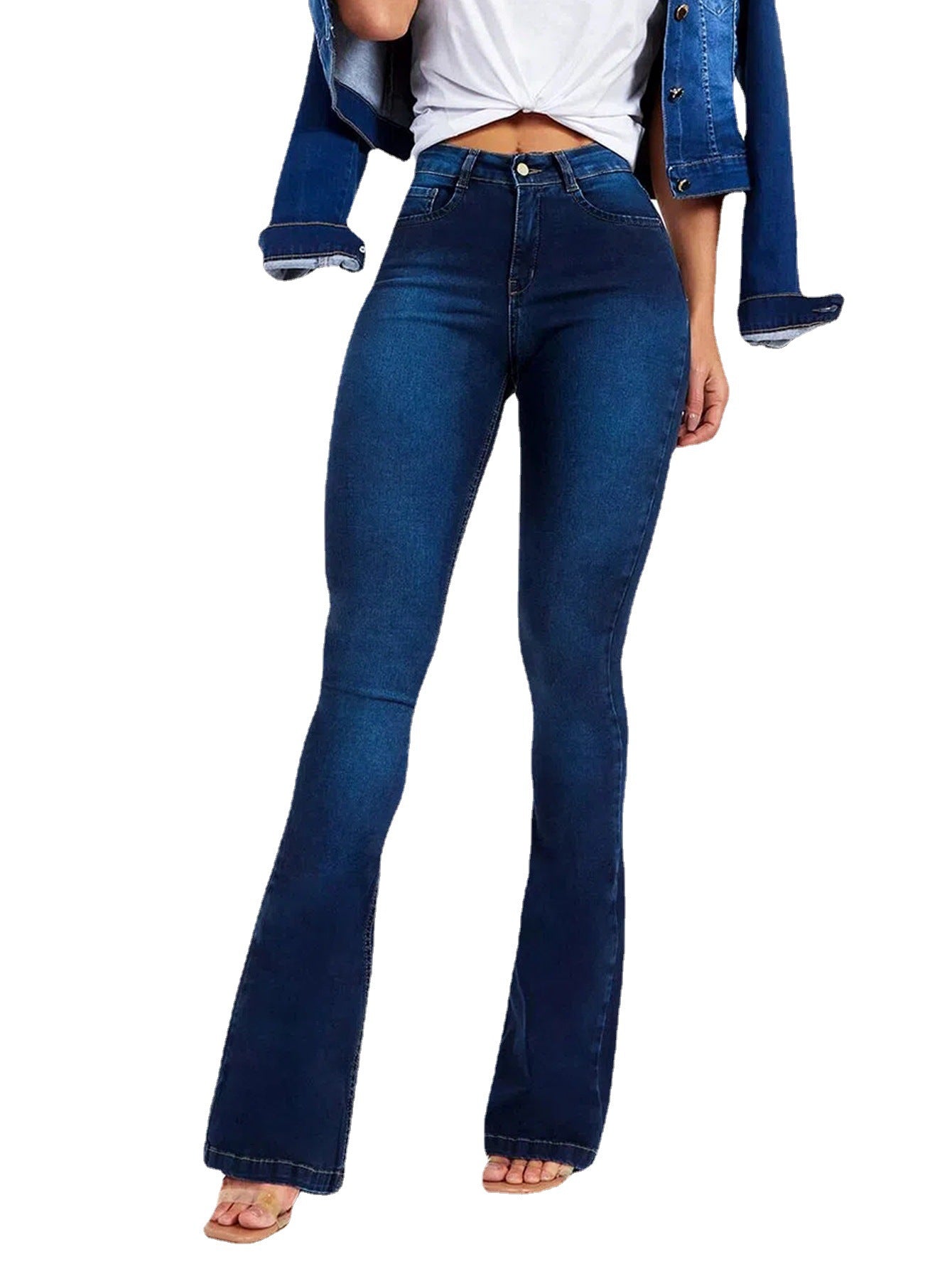 Schlanke, figurformende Stretch-Jeans für Damen mit hoher Taille