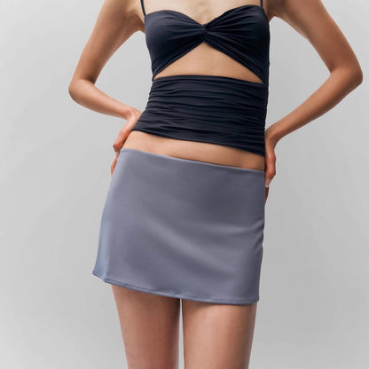 Women's Fashion Pure Color Tight Short Skirt