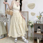 Age-reducing Wooden Ear Floral Niche Super Sweet Stitching Tiered-Ruffle Long Dress