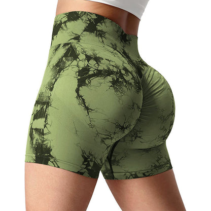 Seamless Tie-dye Yoga High Waist Tight High Elastic Shorts