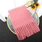 Macaron Solid Color Thick Braid Tassel Shawl