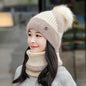 All-match Cycling Warm With Velvet Cold-proof Women's Winter Cotton-padded Cap Scarf Set