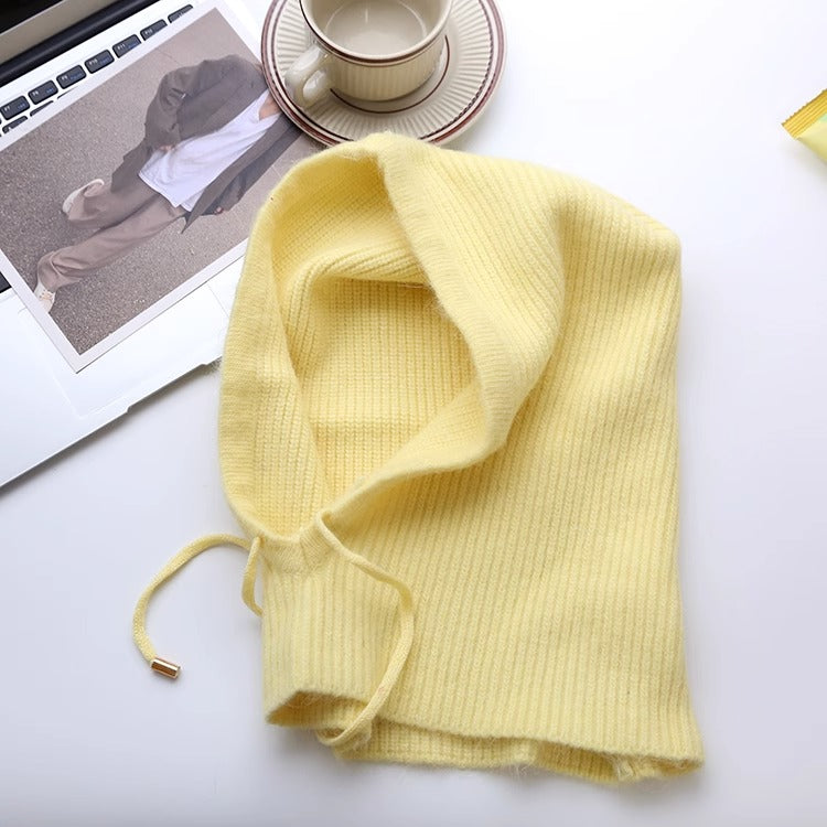 Thermal Scarf Integrated Drawstring Sleeve Cap