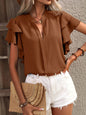 Casual Summer V-neck Solid Color Shirt Top