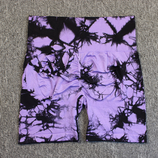 Seamless Tie-dye Yoga High Waist Tight High Elastic Shorts