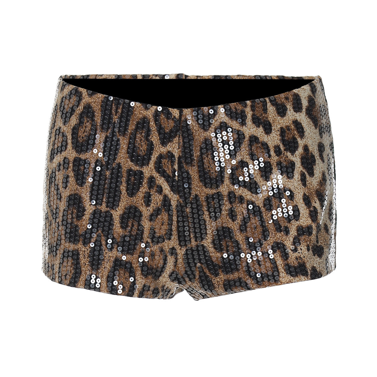 Sequin Leopard Print Ultra Night Club Style Skinny Versatile Shorts