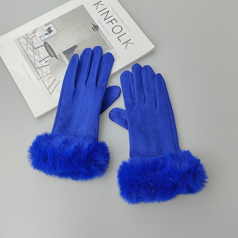 Thermo-Touchscreen-Handschuhe aus dickem Wildleder mit Fleecefutter